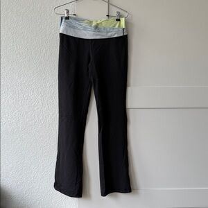lululemon athletica Black Astro Boot Cut Pants with Gray and Yellow Waistband